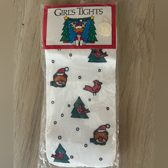 Vintage girls chirstmas tights size 7-10y new with tag never opened - 100% nylon - Picture 1 of 2